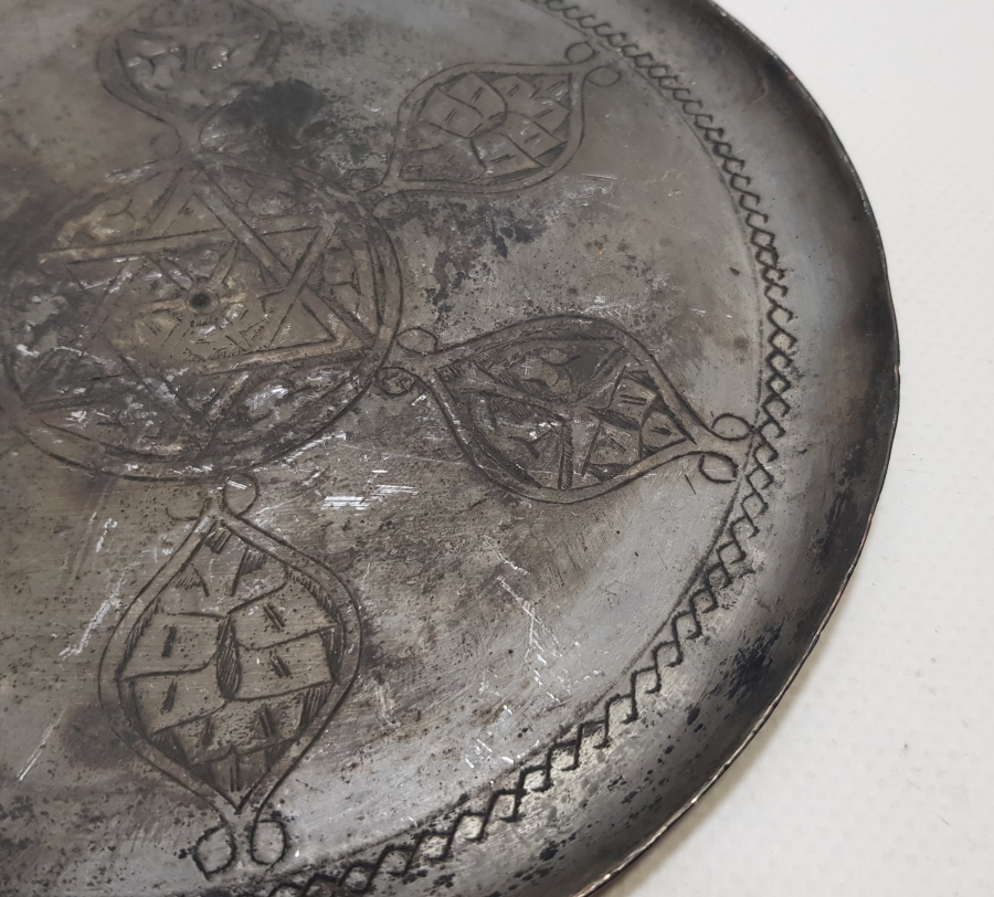 OSMANLI DÖNEMİ HALİT PAŞA YA AİT İŞLEMELİ BAKIR KAHVE TEPSİSİ