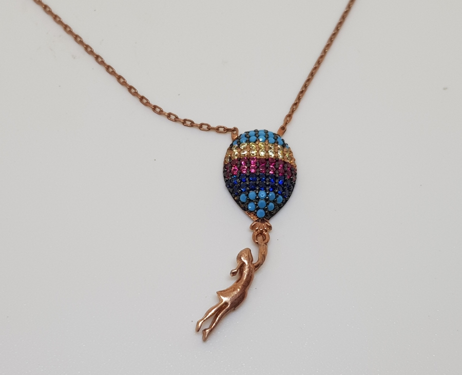 ÖZEL DİZAYN ALTIN KAPLAMA GÜMÜŞ KOLYE