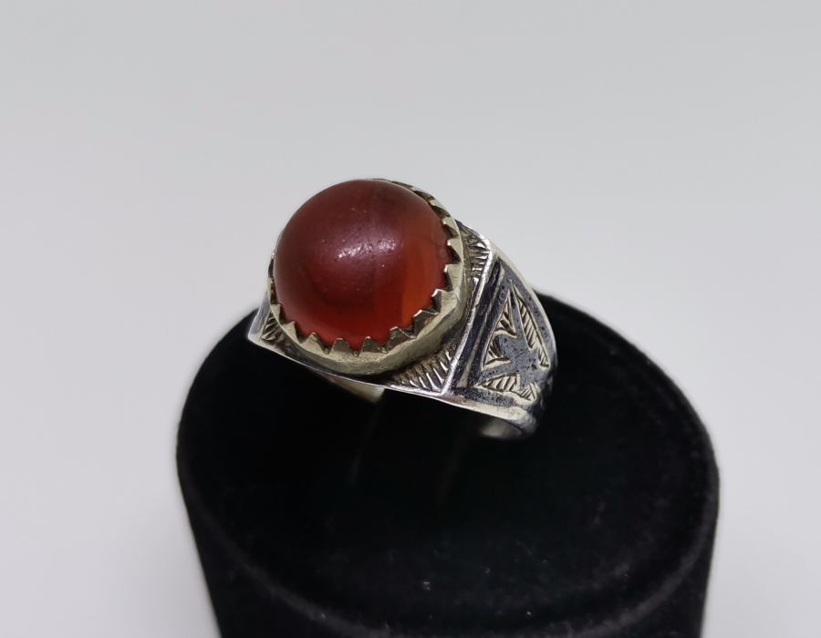 OSMANLI DÖNEMİ AKİK TAŞLI SAVAT İŞÇİLİKLİ ERMENİ YAPIMI VAN YÜZÜK