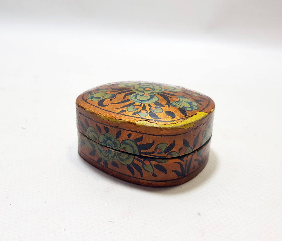 ALTIN VARAKLI VE EL BOYAMA KAPAKLI PAPİER MACHE TESPİH KUTUSU