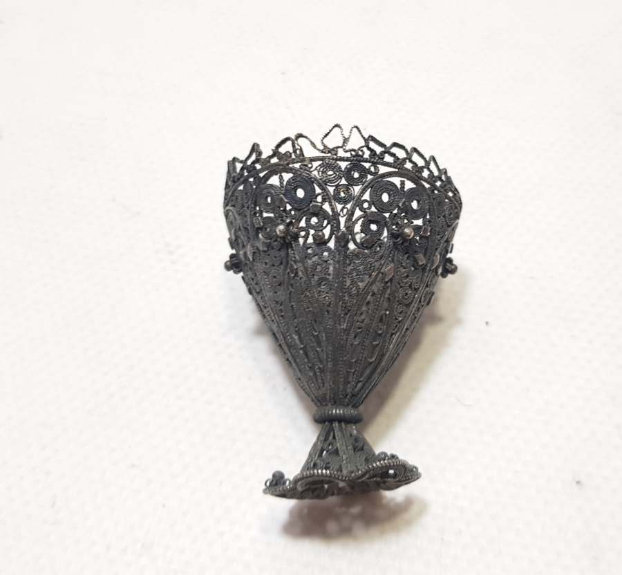 TELKARİ İŞÇİLİKLİ OSMANLI DÖNEMİ SAF GÜMÜŞ FİNCAN ZARFI