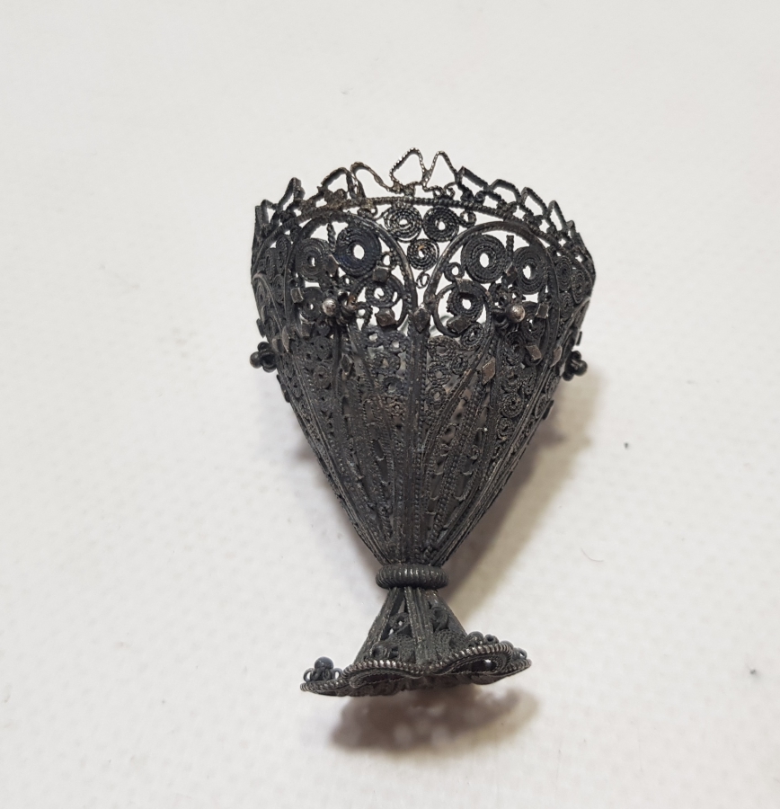 TELKARİ İŞÇİLİKLİ OSMANLI DÖNEMİ SAF GÜMÜŞ FİNCAN ZARFI