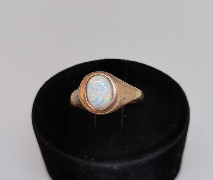ÖZEL YAPIM OPAL TAŞLI ANTİKA GÜMÜŞ YÜZÜK