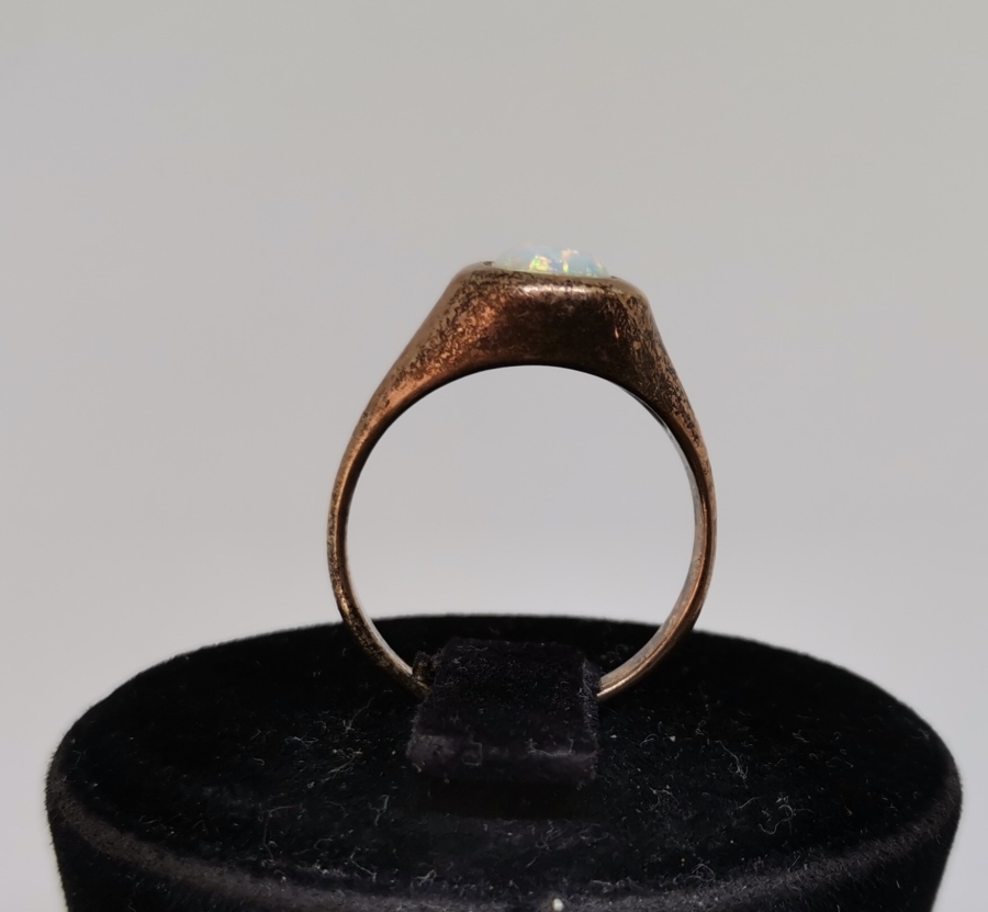 ÖZEL YAPIM OPAL TAŞLI ANTİKA GÜMÜŞ YÜZÜK