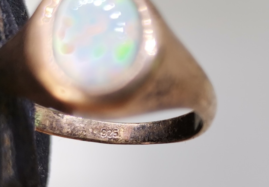 ÖZEL YAPIM OPAL TAŞLI ANTİKA GÜMÜŞ YÜZÜK