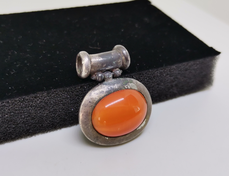 AKİK TAŞLI ÖZEL YAPIM GÜMÜŞ KOLYE UCU