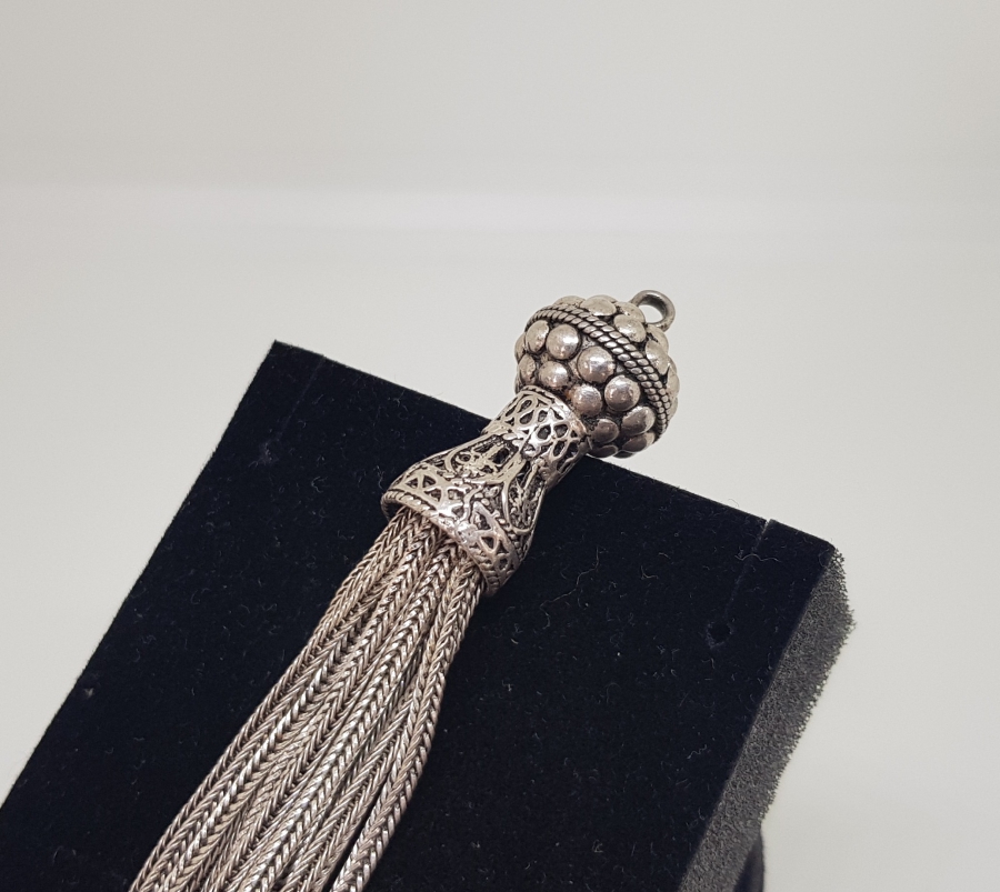 ÖZEL YAPIM ANTİKA DEV BOY GÜMÜŞ TESPİH PÜSKÜLÜ