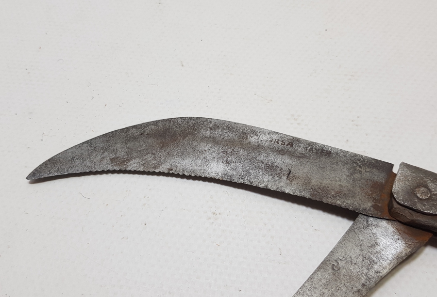 ÜZERİ OSMANLICA YAZILI BURSA İŞİ EL YAPIMI ÇİFTE BIÇAKLI NADİR FORMDA ÇAKI