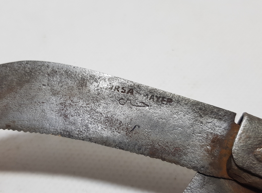 ÜZERİ OSMANLICA YAZILI BURSA İŞİ EL YAPIMI ÇİFTE BIÇAKLI NADİR FORMDA ÇAKI