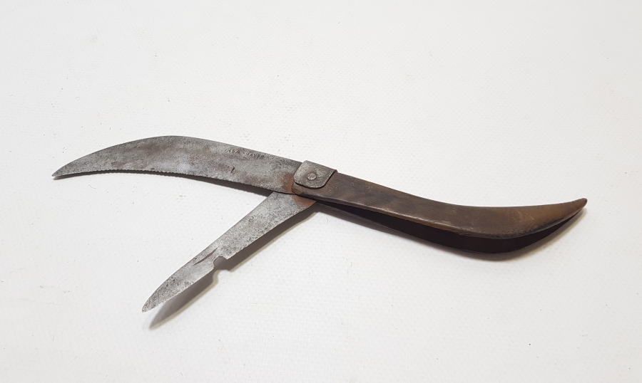 ÜZERİ OSMANLICA YAZILI BURSA İŞİ EL YAPIMI ÇİFTE BIÇAKLI NADİR FORMDA ÇAKI