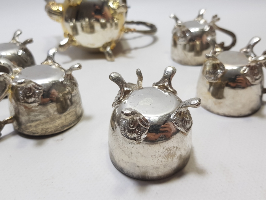 GÜMÜŞ KAPLAMA ANTİKA KAHVE TAKIMI