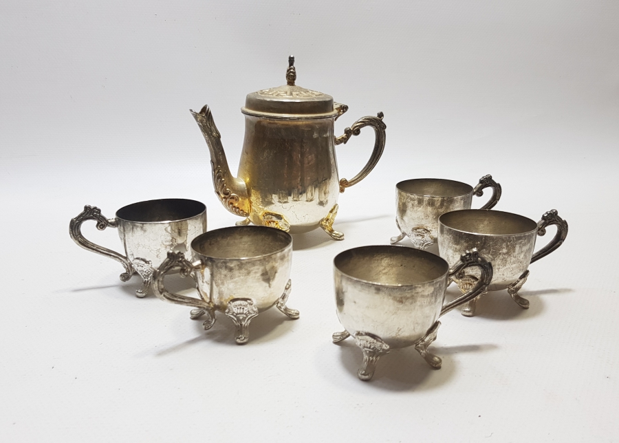 GÜMÜŞ KAPLAMA ANTİKA KAHVE TAKIMI