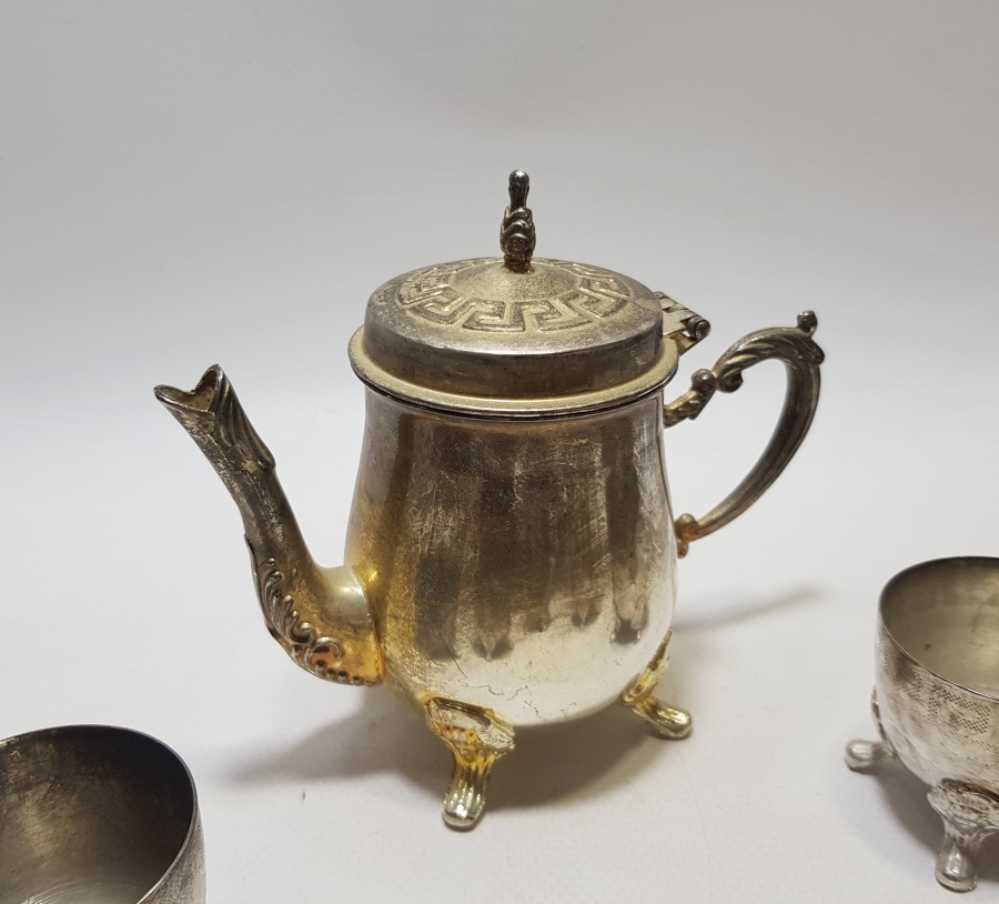 GÜMÜŞ KAPLAMA ANTİKA KAHVE TAKIMI