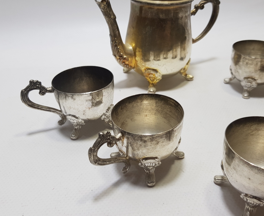 GÜMÜŞ KAPLAMA ANTİKA KAHVE TAKIMI