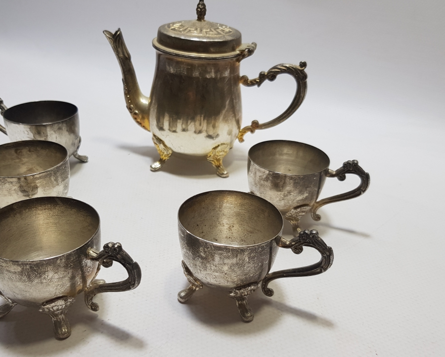 GÜMÜŞ KAPLAMA ANTİKA KAHVE TAKIMI