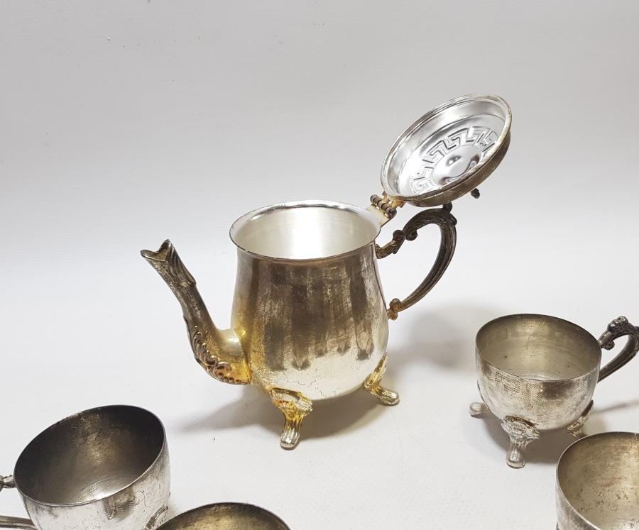 GÜMÜŞ KAPLAMA ANTİKA KAHVE TAKIMI