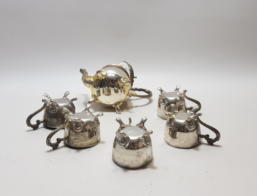 GÜMÜŞ KAPLAMA ANTİKA KAHVE TAKIMI