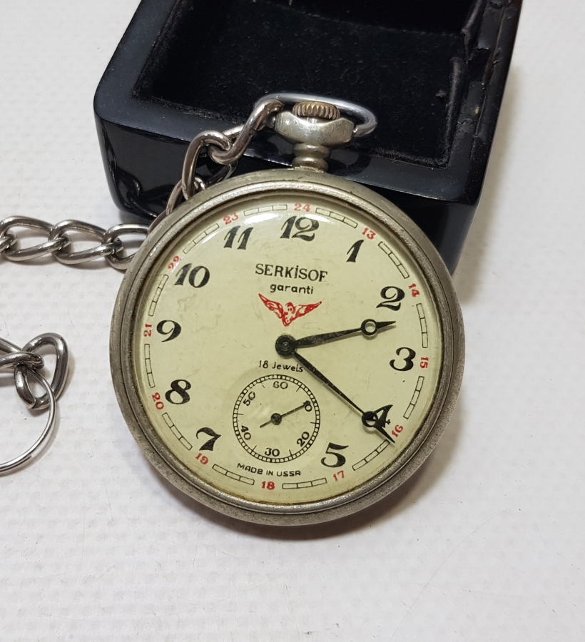 SERKİSOF MARKA ANTİKA KURMALI DENİZCİ CEP SAATİ