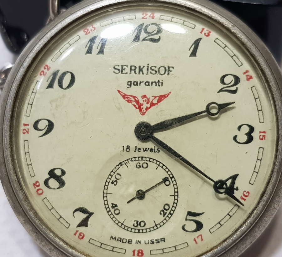SERKİSOF MARKA ANTİKA KURMALI DENİZCİ CEP SAATİ