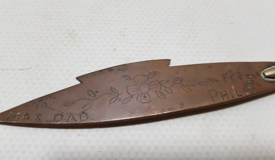 1. DÜNYA SAVAŞI DÖNEMİ BİR İNGİLİZ ASKERİN AİLESİ İÇİN YAPTIĞI ÇOK NADİR SİPER SANATI ZARF AÇACAĞI