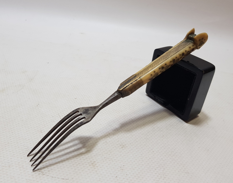 OSMANLI DÖNEMİ KOÇ BAŞI SAPLI BOSNA İŞİ SEYAHAT ÇATALI