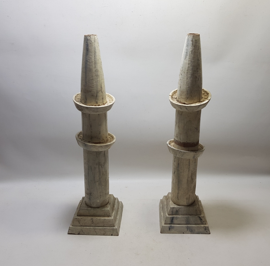 MİNARE FORMUNDA YAPILMIŞ OSMANLI DÖNEMİ TEKKE İŞİ ÇİFT MİHRAP DİREĞİ