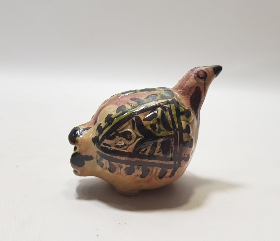 OSMANLI DÖNEMİ NAR FORMUNDA YAPILMIŞ EL BOYAMA ÇOK NADİR KUŞ FİGÜRÜ