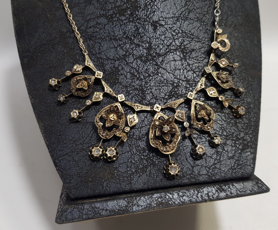 OSMANLI DÖNEMİ GÜL MODEL ELMAS GERDANLIK