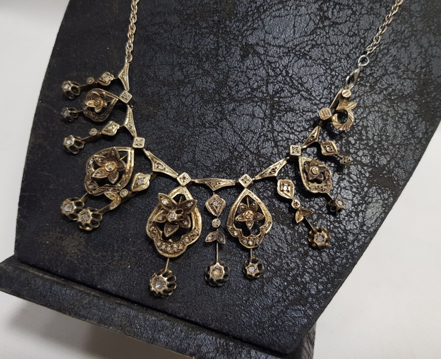 OSMANLI DÖNEMİ GÜL MODEL ELMAS GERDANLIK