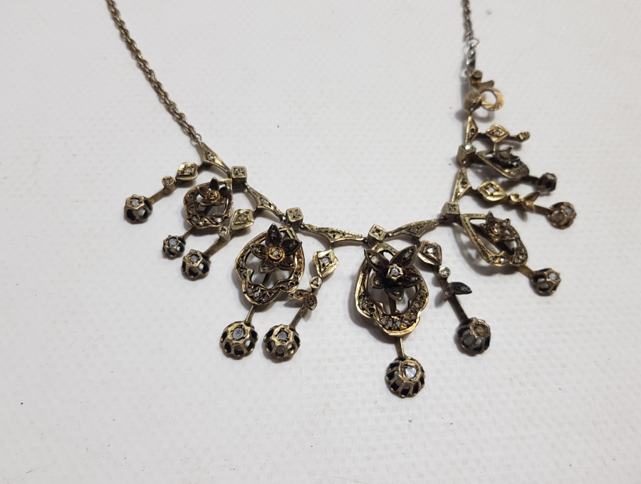 OSMANLI DÖNEMİ GÜL MODEL ELMAS GERDANLIK