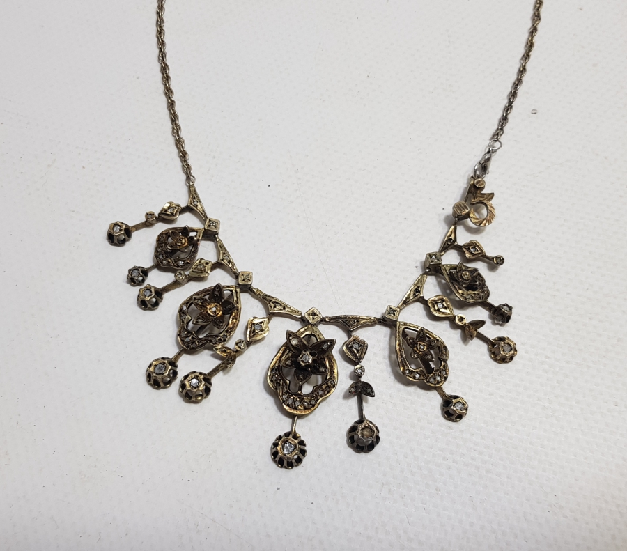 OSMANLI DÖNEMİ GÜL MODEL ELMAS GERDANLIK