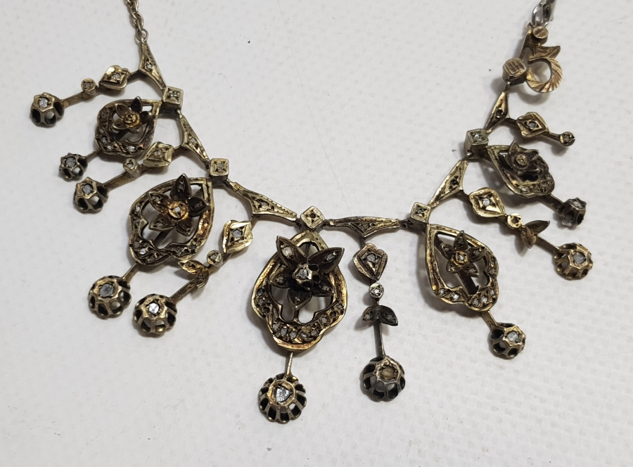 OSMANLI DÖNEMİ GÜL MODEL ELMAS GERDANLIK