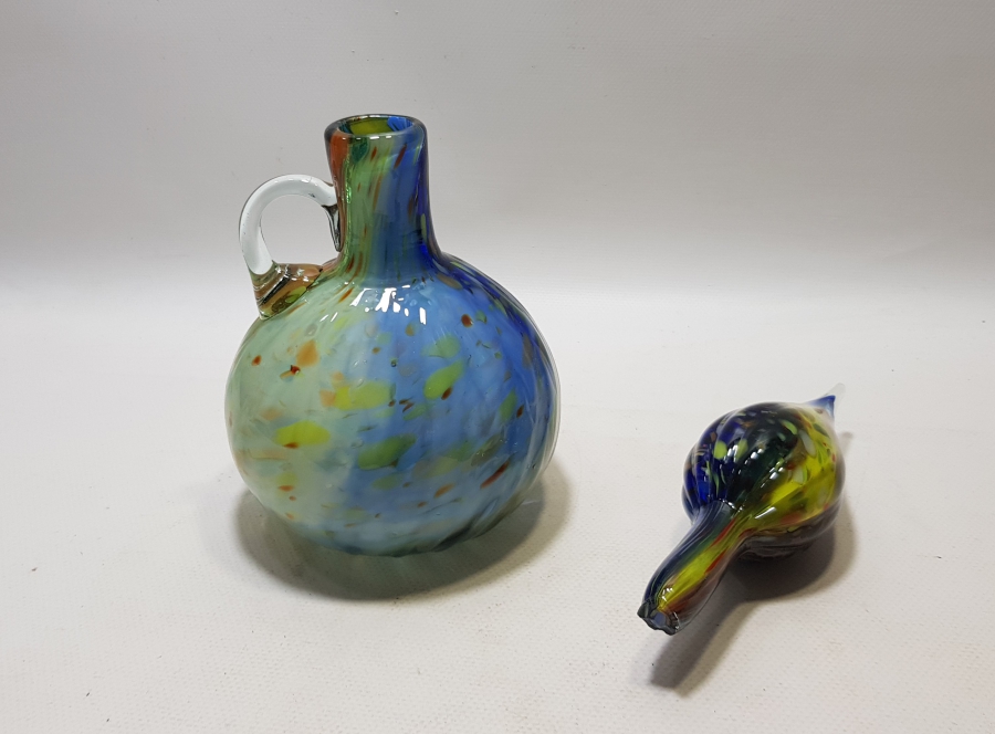 KUBBELİ FORMDA YAPILMIŞ ÜFLEME CAMDAN MAMUL ANTİKA MURANO ŞERBETLİK