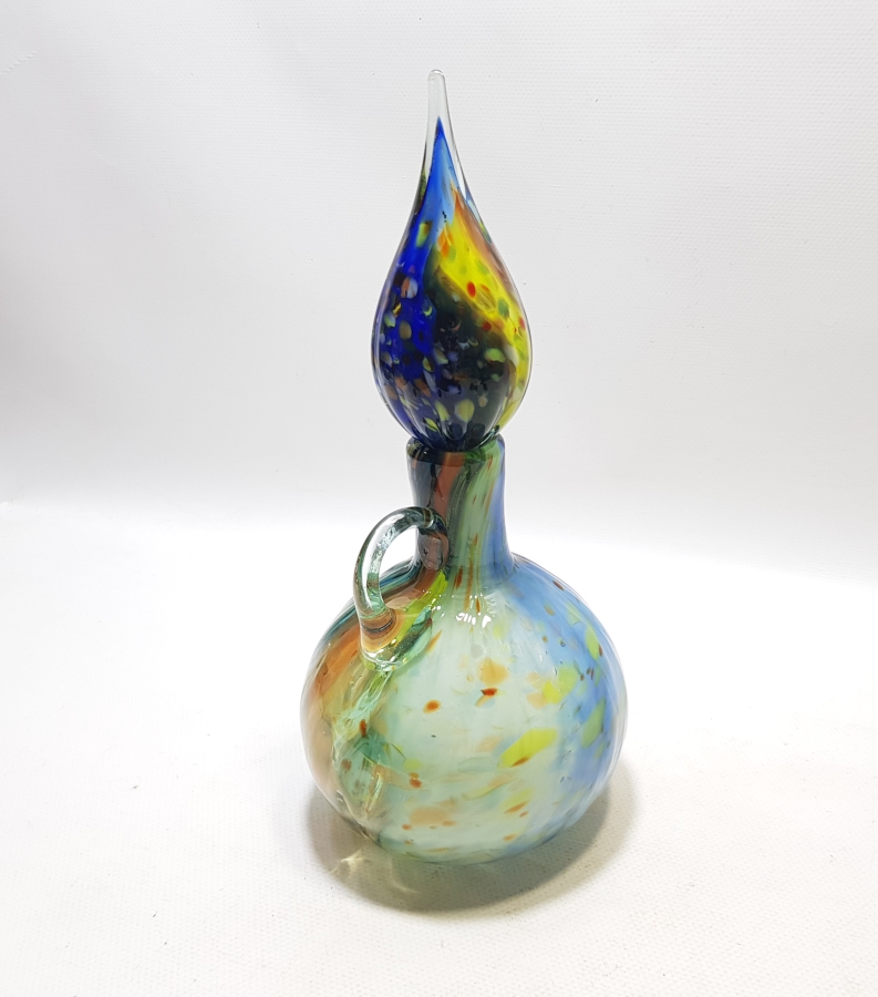 KUBBELİ FORMDA YAPILMIŞ ÜFLEME CAMDAN MAMUL ANTİKA MURANO ŞERBETLİK