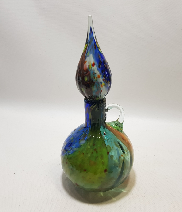 KUBBELİ FORMDA YAPILMIŞ ÜFLEME CAMDAN MAMUL ANTİKA MURANO ŞERBETLİK