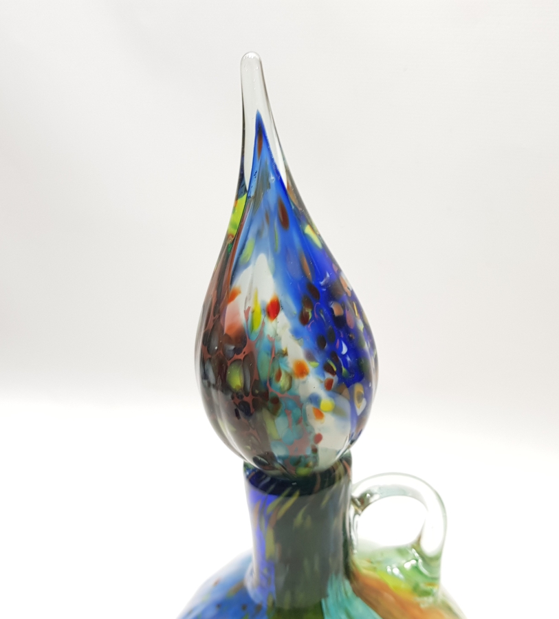 KUBBELİ FORMDA YAPILMIŞ ÜFLEME CAMDAN MAMUL ANTİKA MURANO ŞERBETLİK