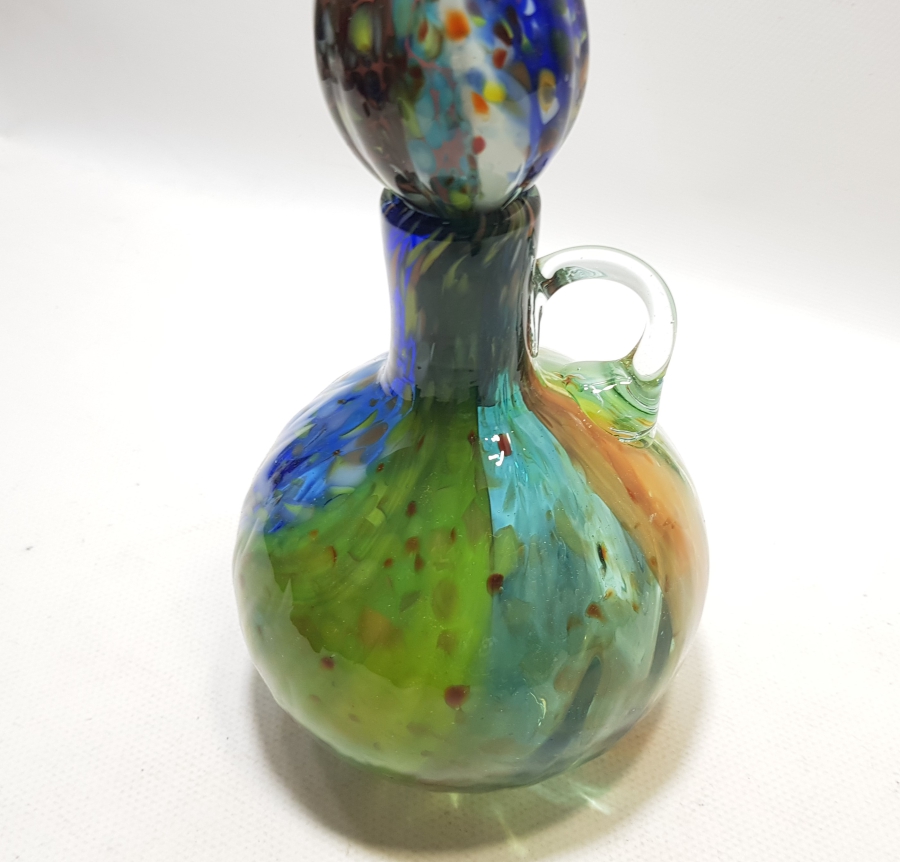 KUBBELİ FORMDA YAPILMIŞ ÜFLEME CAMDAN MAMUL ANTİKA MURANO ŞERBETLİK