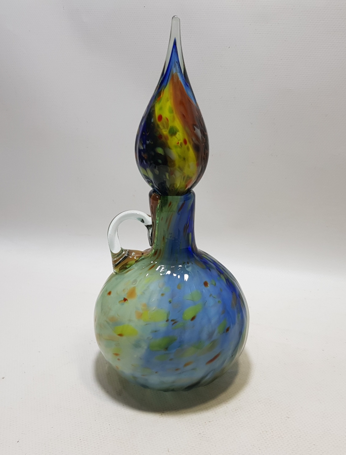 KUBBELİ FORMDA YAPILMIŞ ÜFLEME CAMDAN MAMUL ANTİKA MURANO ŞERBETLİK