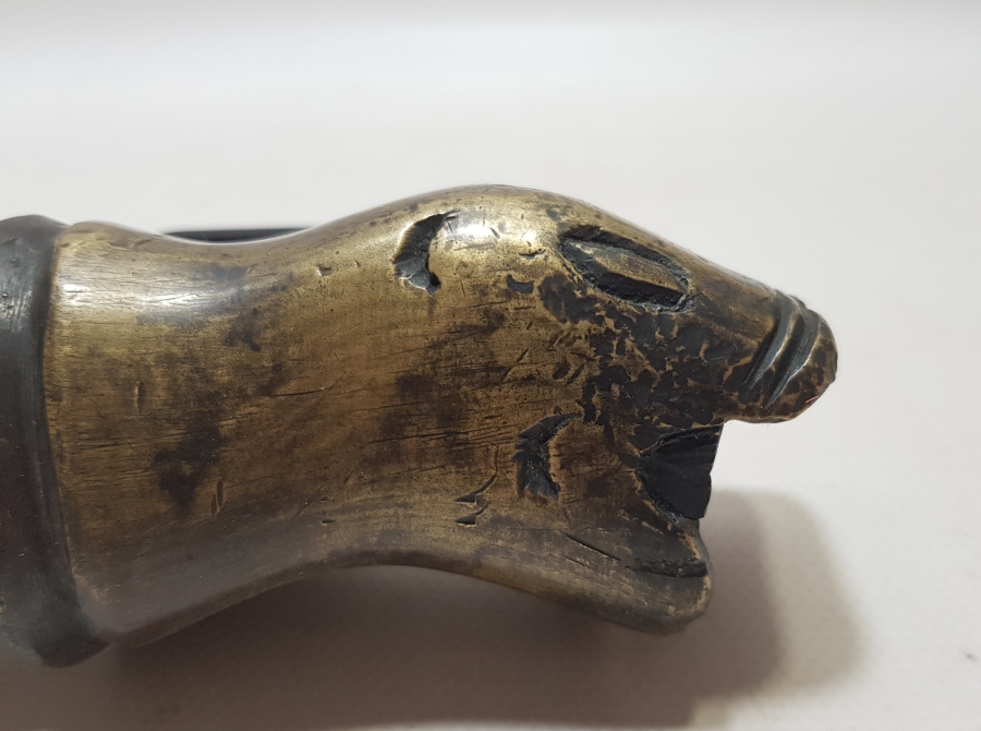 OSMANLI DÖNEMİ NADİR FORMDA ASLAN BAŞLI BRONZ HORHOR