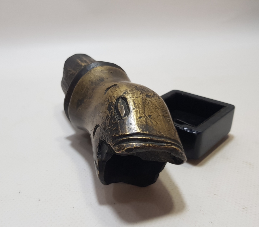 OSMANLI DÖNEMİ NADİR FORMDA ASLAN BAŞLI BRONZ HORHOR