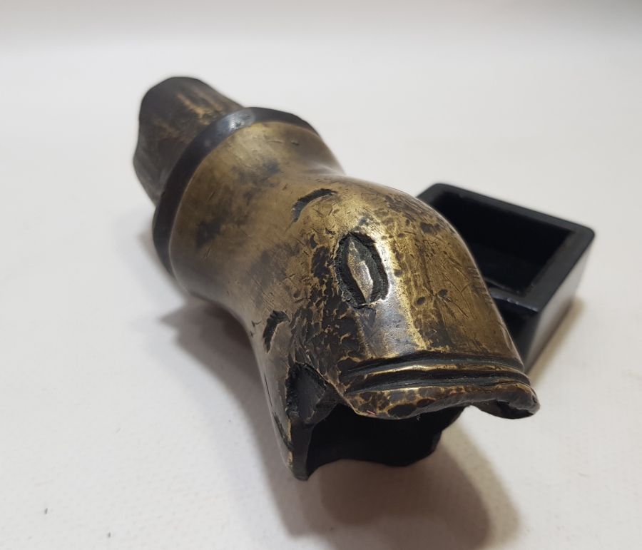 OSMANLI DÖNEMİ NADİR FORMDA ASLAN BAŞLI BRONZ HORHOR