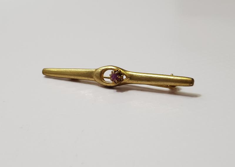 OSMANLI DÖNEMİ YAKUT TAŞLI ALTIN KAPLAMA BROŞ