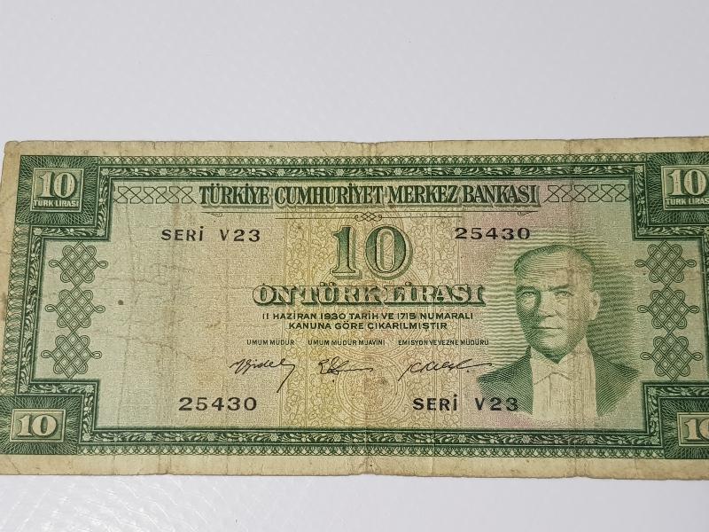 5. EMİSYON 3. TERTİP ÇOK NADİR 10 LİRA KAĞIT PARA