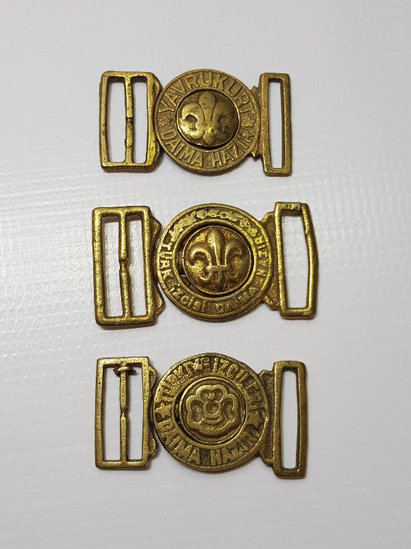 CUMHURİYET İLK DÖNEM 3 ÇEŞİT İZCİ KEMER TOKASI