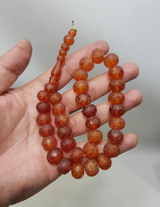 OSMANLI DÖNEMİ ÇOK NADİR FASETA KESİM DAMLA KEHRİBAR TESPİH