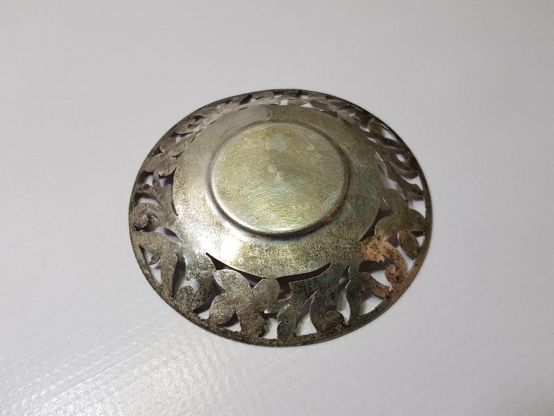 ANTİKA KIL TESTERE İŞÇİLİKLİ GÜMÜŞ ÇAY TABAĞI