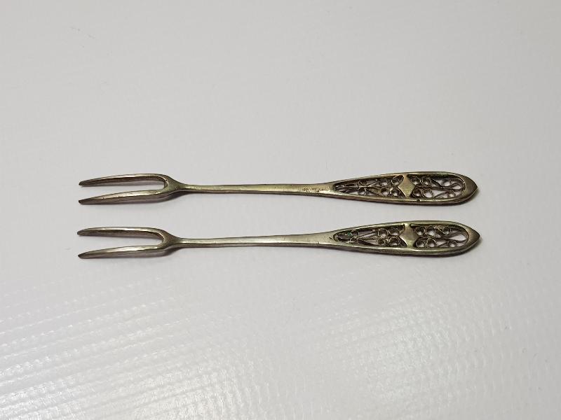 OSMANLI DÖNEMİ İZMİR İŞİ BİR ÇİFT GÜMÜŞ LİMON ÇATALI