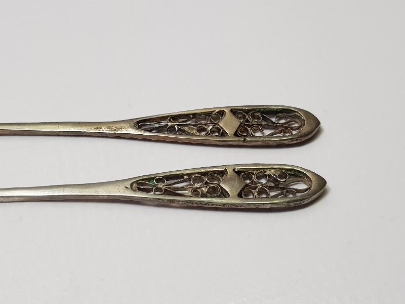 OSMANLI DÖNEMİ İZMİR İŞİ BİR ÇİFT GÜMÜŞ LİMON ÇATALI