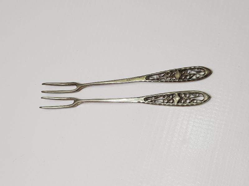 OSMANLI DÖNEMİ İZMİR İŞİ BİR ÇİFT GÜMÜŞ LİMON ÇATALI