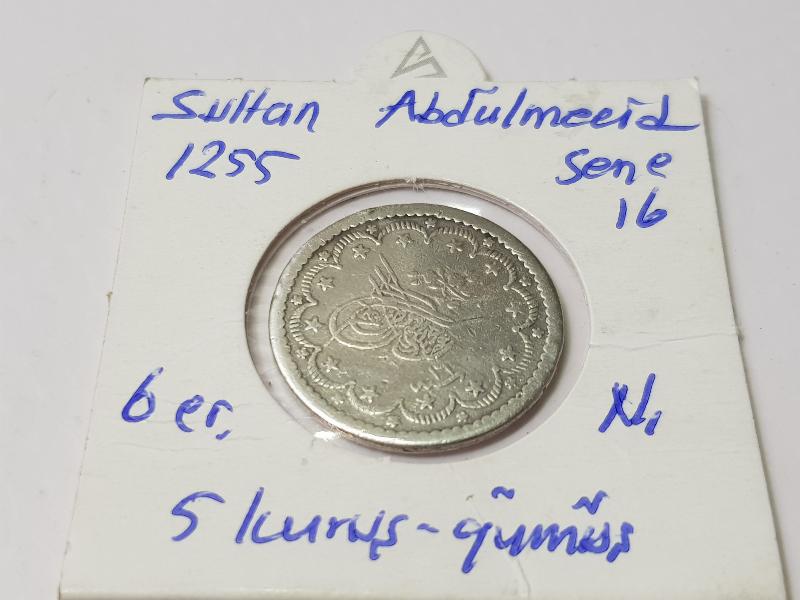 SULTAN ABDÜLMECİD HAN DÖNEMİ GÜMÜŞ 5 KURUŞ MECİDİYE - NADİR